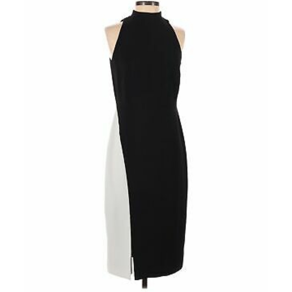 WHBM Mock Neck Black Sleeveless Dress
